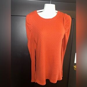 Ces Femme Women’s Ribbed Long-Sleeve Top in Burnt Orange